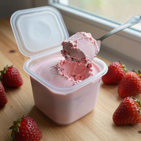 Dairy-free strawberry protein ice cream