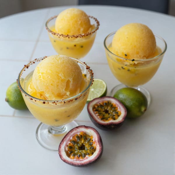 Passion fruit margarita sorbet
