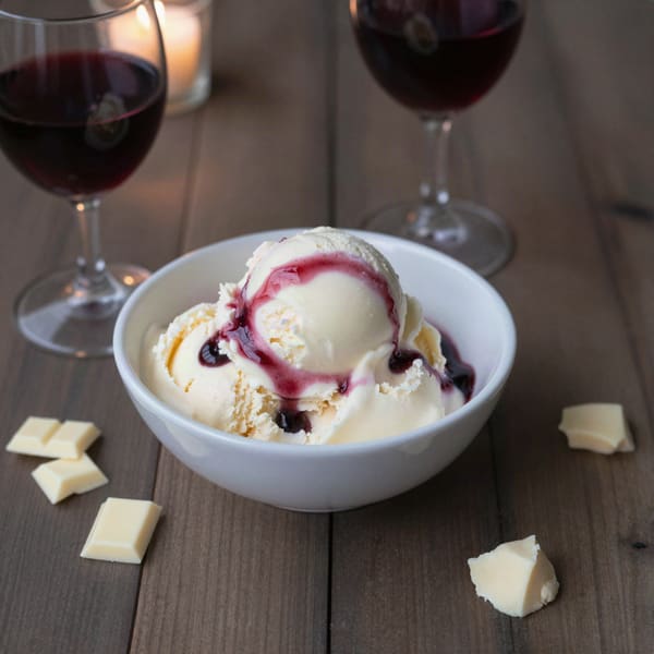 White chocolate merlot ice cream